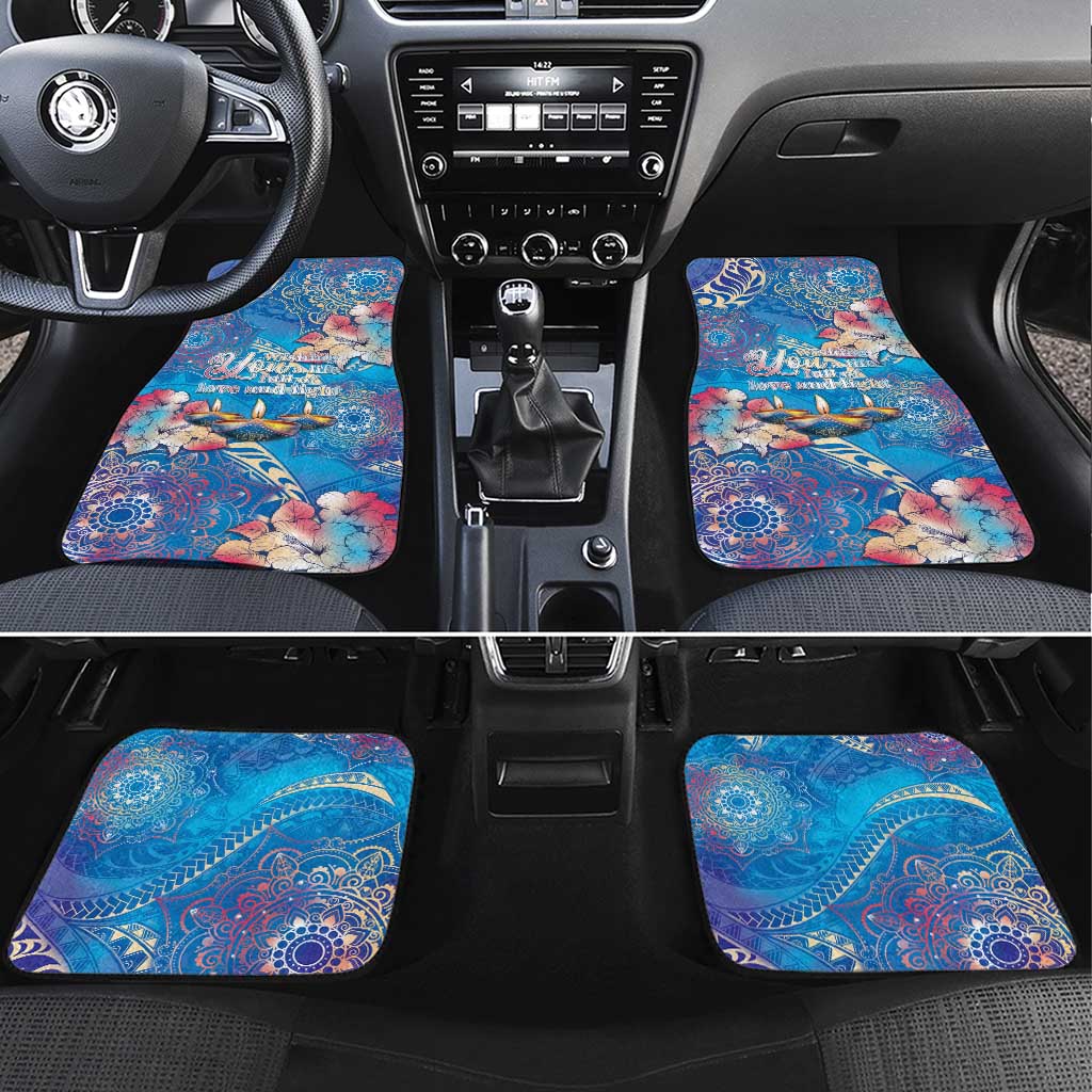 Happy Diwali Festival Car Mats Diya Lamp Rangoli With Polynesian Pattern