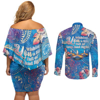 Happy Diwali Festival Couples Matching Off Shoulder Short Dress and Long Sleeve Button Shirt Diya Lamp Rangoli With Polynesian Pattern LT05 - Polynesian Pride