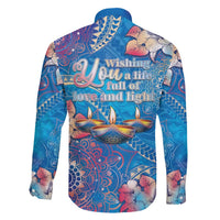 Happy Diwali Festival Family Matching Summer Maxi Dress and Hawaiian Shirt Diya Lamp Rangoli With Polynesian Pattern