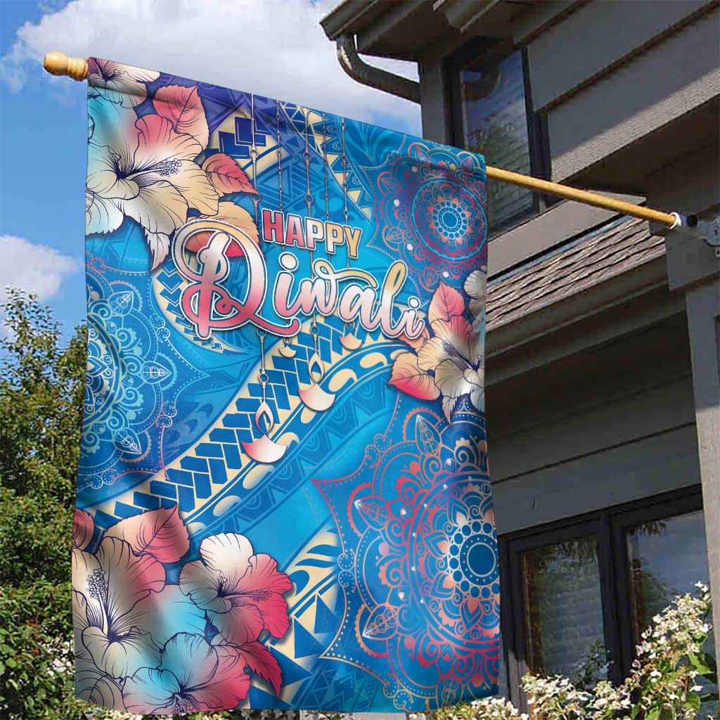 Happy Diwali Festival Garden Flag Diya Lamp Rangoli With Polynesian Pattern
