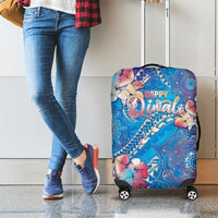 Happy Diwali Festival Luggage Cover Diya Lamp Rangoli With Polynesian Pattern