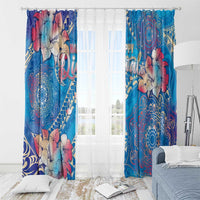 Happy Diwali Festival Window Curtain Diya Lamp Rangoli With Polynesian Pattern