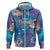 Happy Diwali Festival Zip Hoodie Diya Lamp Rangoli With Polynesian Pattern