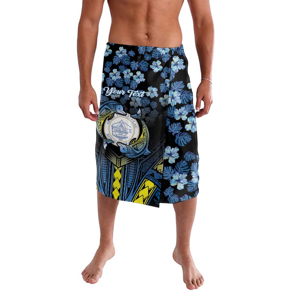 Personalised Palau Lavalava Polynesian Dolphin Tropical Hibiscus Style