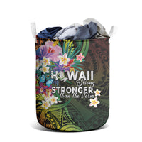 Hawaii Strong Laundry Basket Polynesian Tribal Tropical Flowers