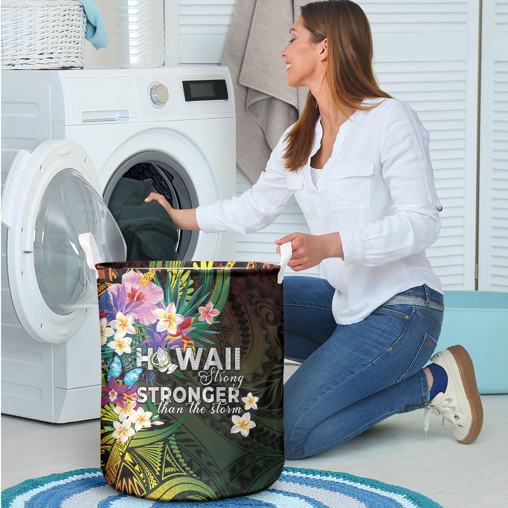 Hawaii Strong Laundry Basket Polynesian Tribal Tropical Flowers