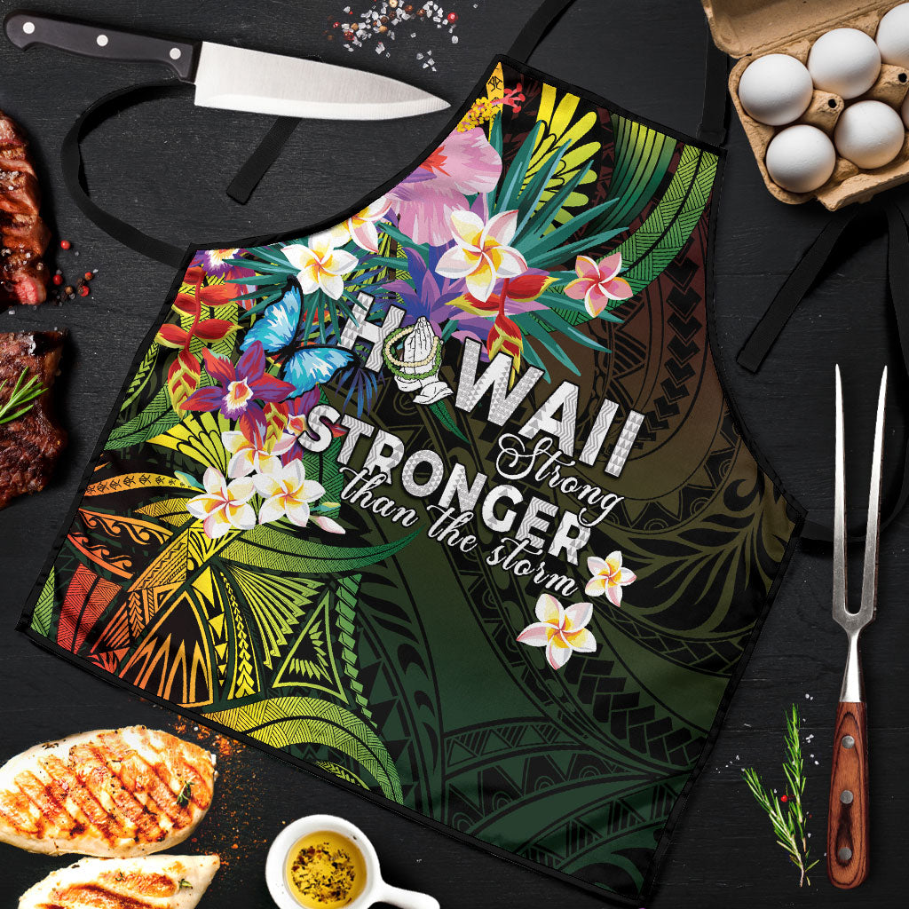 Hawaii Strong Apron Polynesian Tribal Tropical Flowers