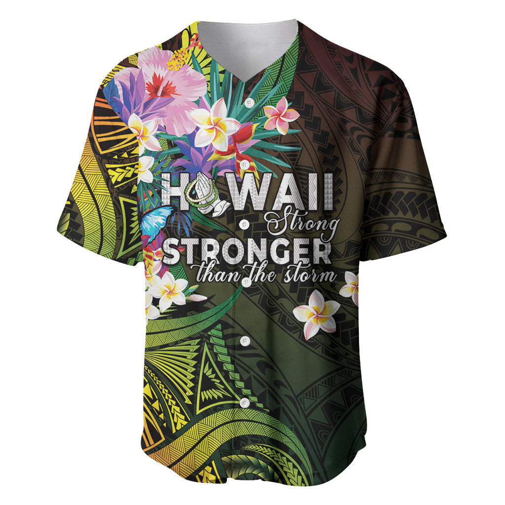 Hawaii Strong Baseball Jersey Polynesian Tribal Tropical Flowers LT05 Black - Polynesian Pride