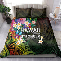 Hawaii Strong Bedding Set Polynesian Tribal Tropical Flowers