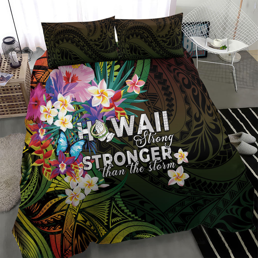 Hawaii Strong Bedding Set Polynesian Tribal Tropical Flowers