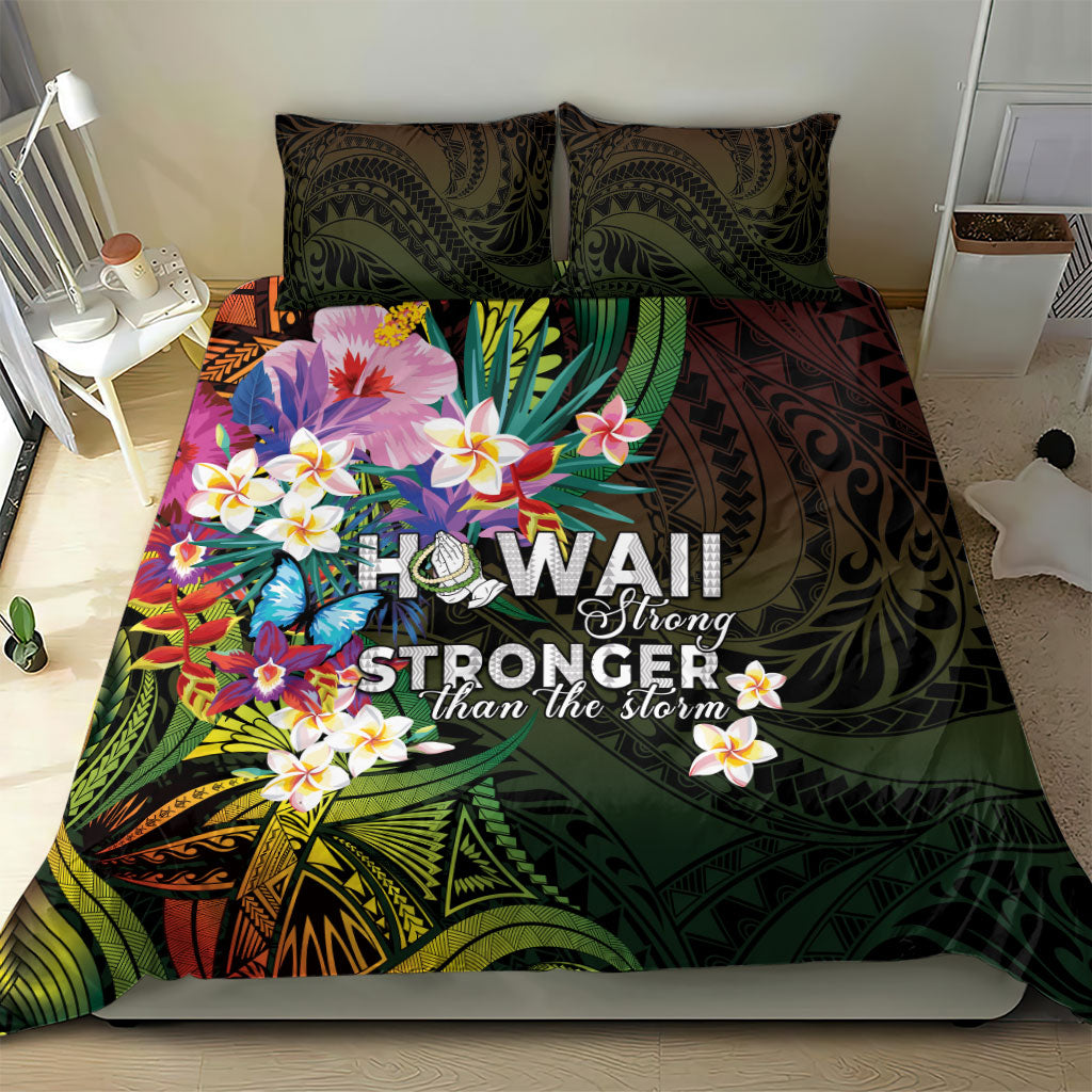 Hawaii Strong Bedding Set Polynesian Tribal Tropical Flowers