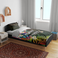 Hawaii Strong Bedding Set Polynesian Tribal Tropical Flowers