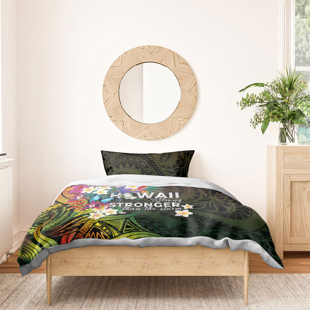 Hawaii Strong Bedding Set Polynesian Tribal Tropical Flowers