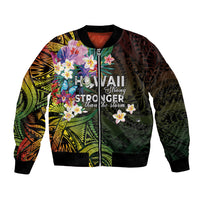 Hawaii Strong Bomber Jacket Polynesian Tribal Tropical Flowers