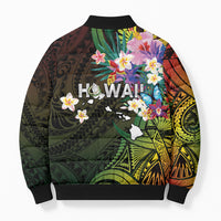Hawaii Strong Bomber Puffer Jacket Polynesian Tribal Tropical Flowers