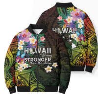 Hawaii Strong Bomber Puffer Jacket Polynesian Tribal Tropical Flowers