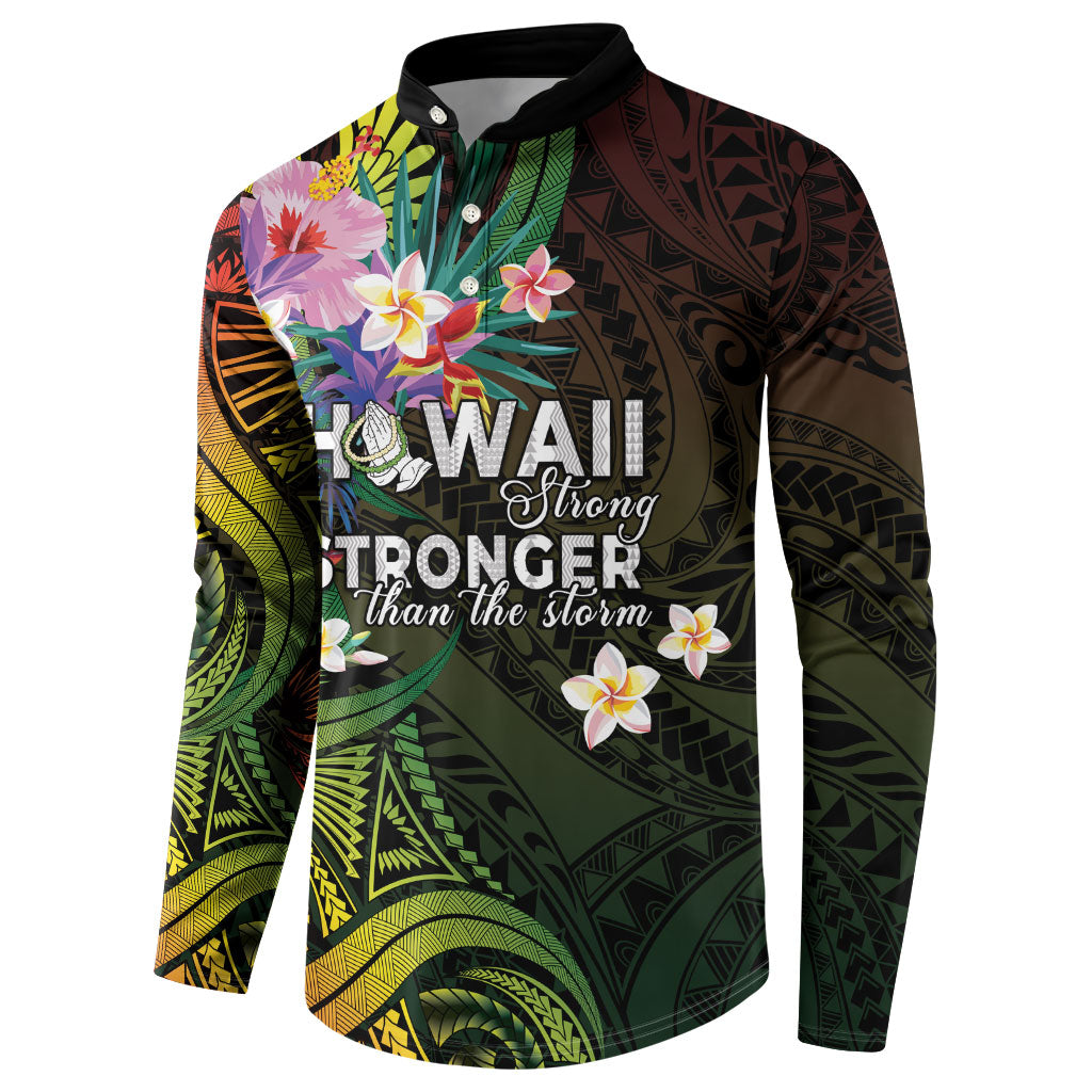 Hawaii Strong Button Sweatshirt Polynesian Tribal Tropical Flowers