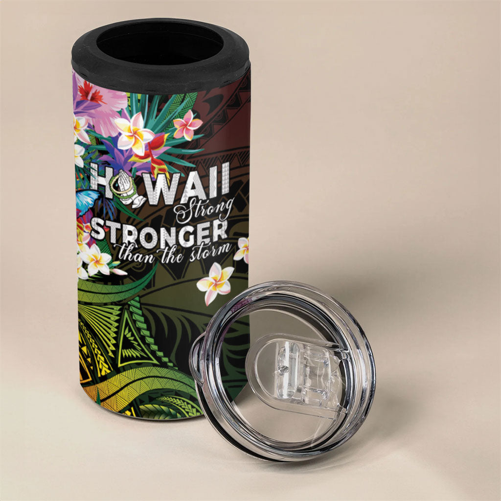Hawaii Strong 4 in 1 Can Cooler Tumbler Polynesian Tribal Tropical Flowers