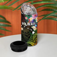 Hawaii Strong 4 in 1 Can Cooler Tumbler Polynesian Tribal Tropical Flowers