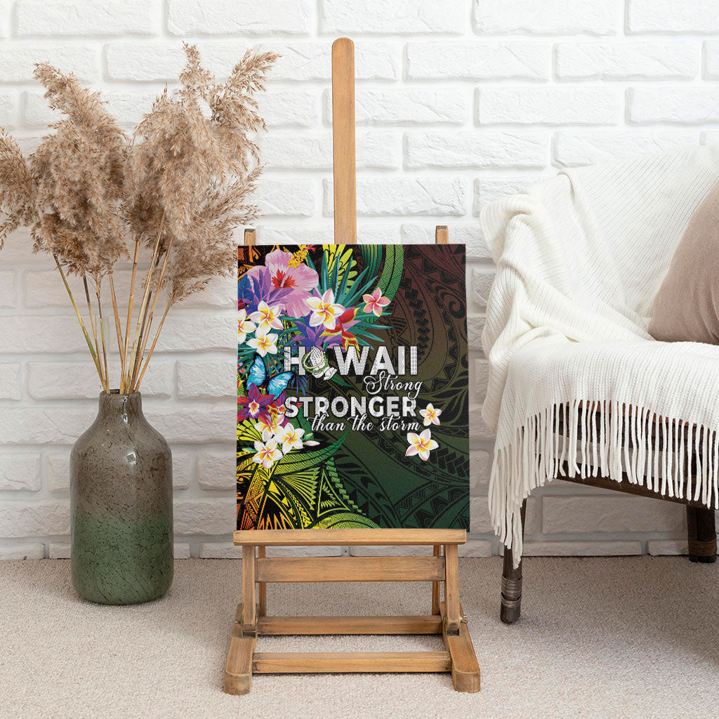 Hawaii Strong Canvas Wall Art Polynesian Tribal Tropical Flowers