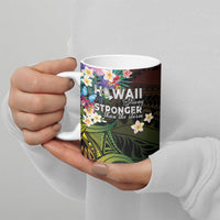 Hawaii Strong Ceramic Mug Polynesian Tribal Tropical Flowers