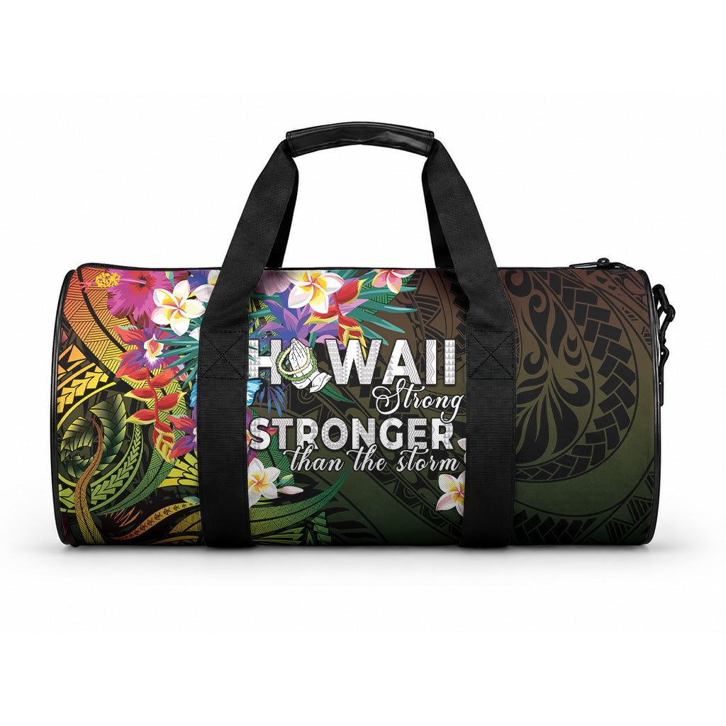 Hawaii Strong Duffle Bag Polynesian Tribal Tropical Flowers