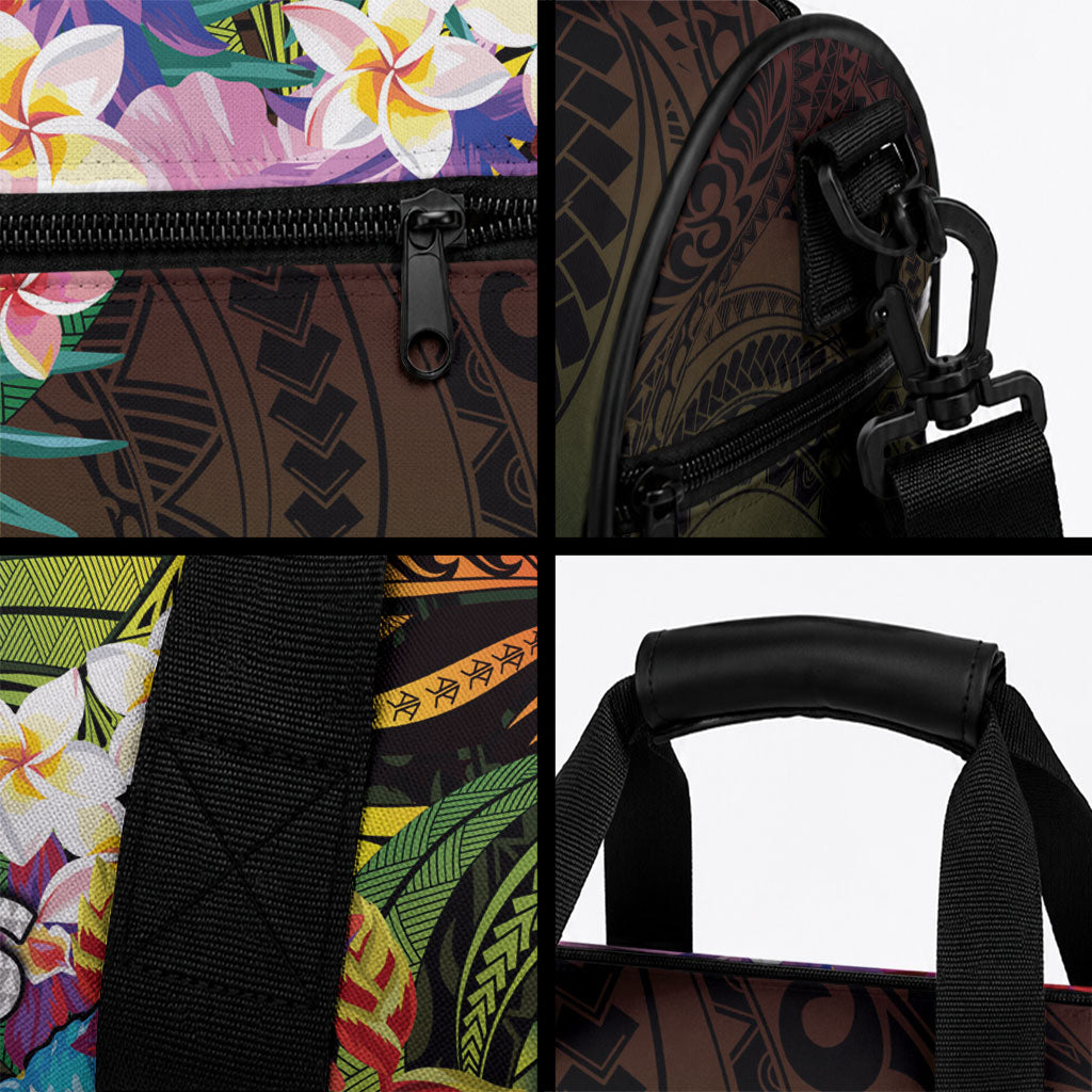 Hawaii Strong Duffle Bag Polynesian Tribal Tropical Flowers