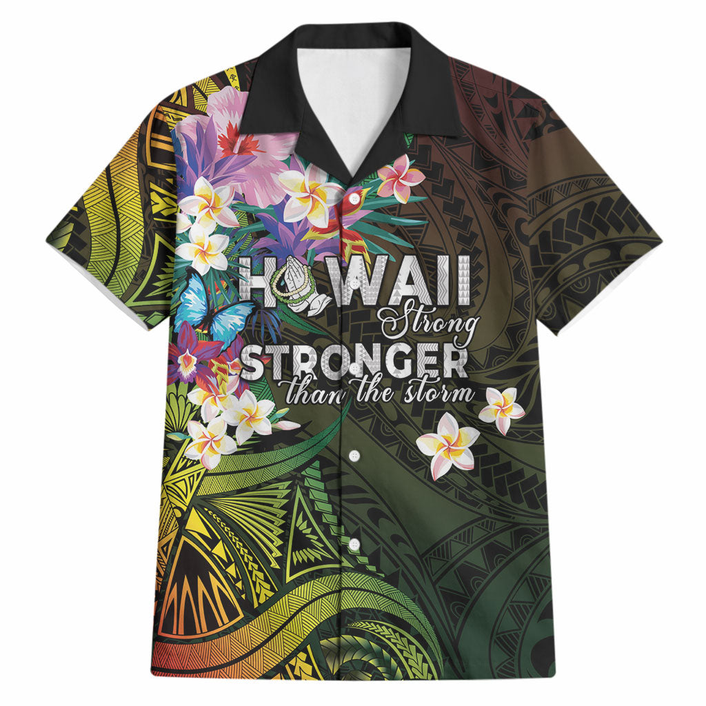 Hawaii Strong Hawaiian Shirt Polynesian Tribal Tropical Flowers