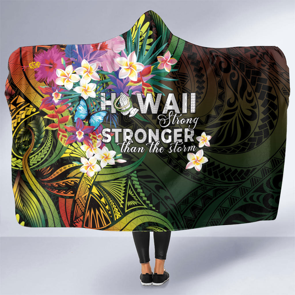Hawaii Strong Hooded Blanket Polynesian Tribal Tropical Flowers