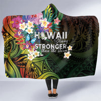 Hawaii Strong Hooded Blanket Polynesian Tribal Tropical Flowers