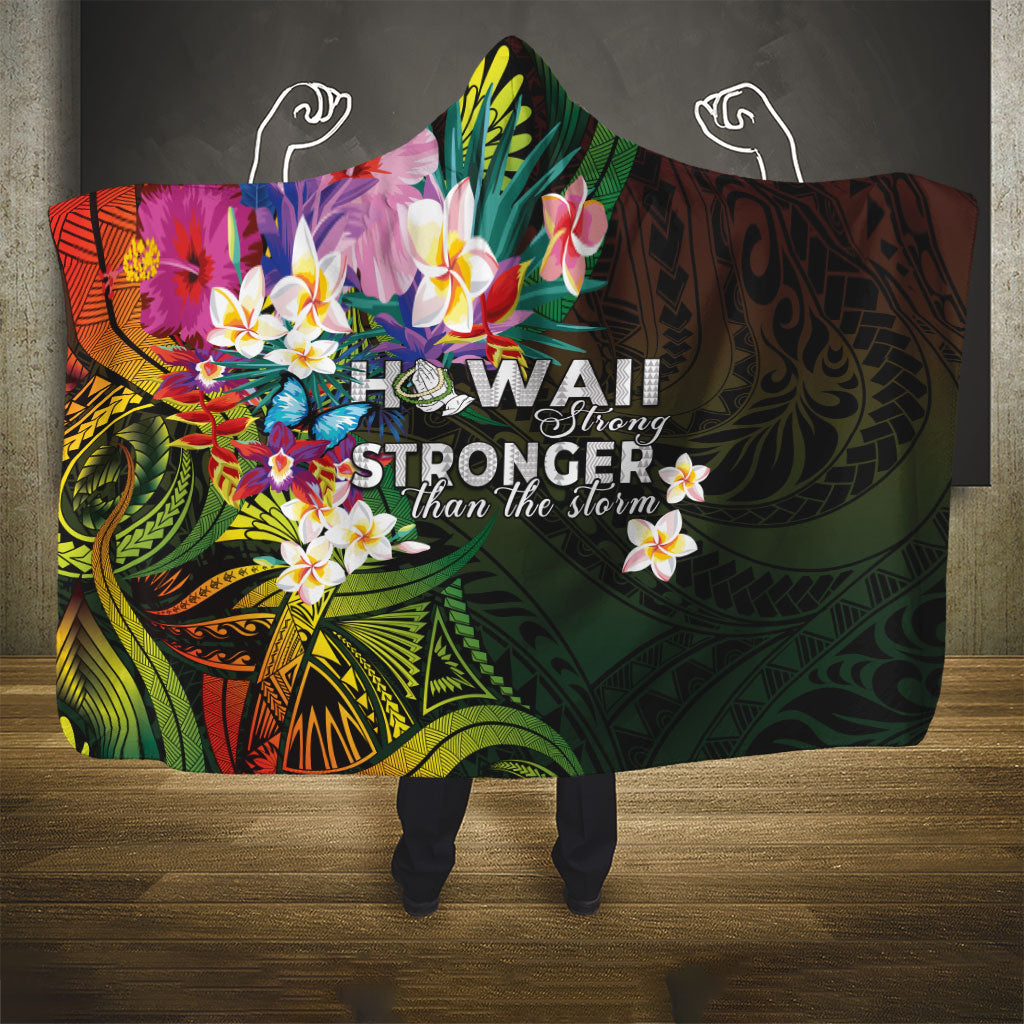 Hawaii Strong Hooded Blanket Polynesian Tribal Tropical Flowers