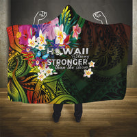 Hawaii Strong Hooded Blanket Polynesian Tribal Tropical Flowers