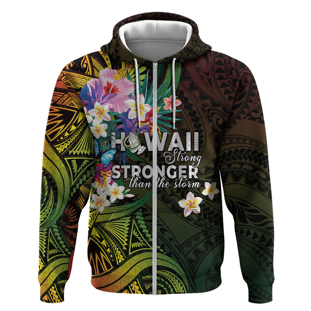 Hawaii Strong Hoodie Polynesian Tribal Tropical Flowers