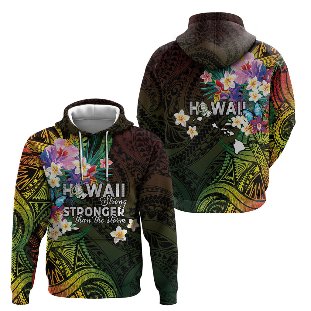 Hawaii Strong Hoodie Polynesian Tribal Tropical Flowers