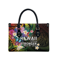 Hawaii Strong Leather Bag Polynesian Tribal Tropical Flowers