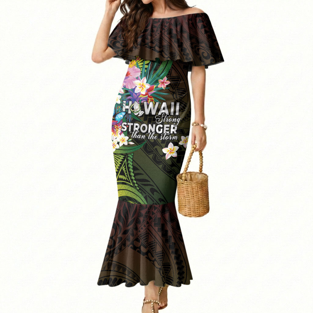 Hawaii Strong Mermaid Dress Polynesian Tribal Tropical Flowers