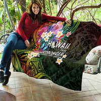 Hawaii Strong Quilt Polynesian Tribal Tropical Flowers
