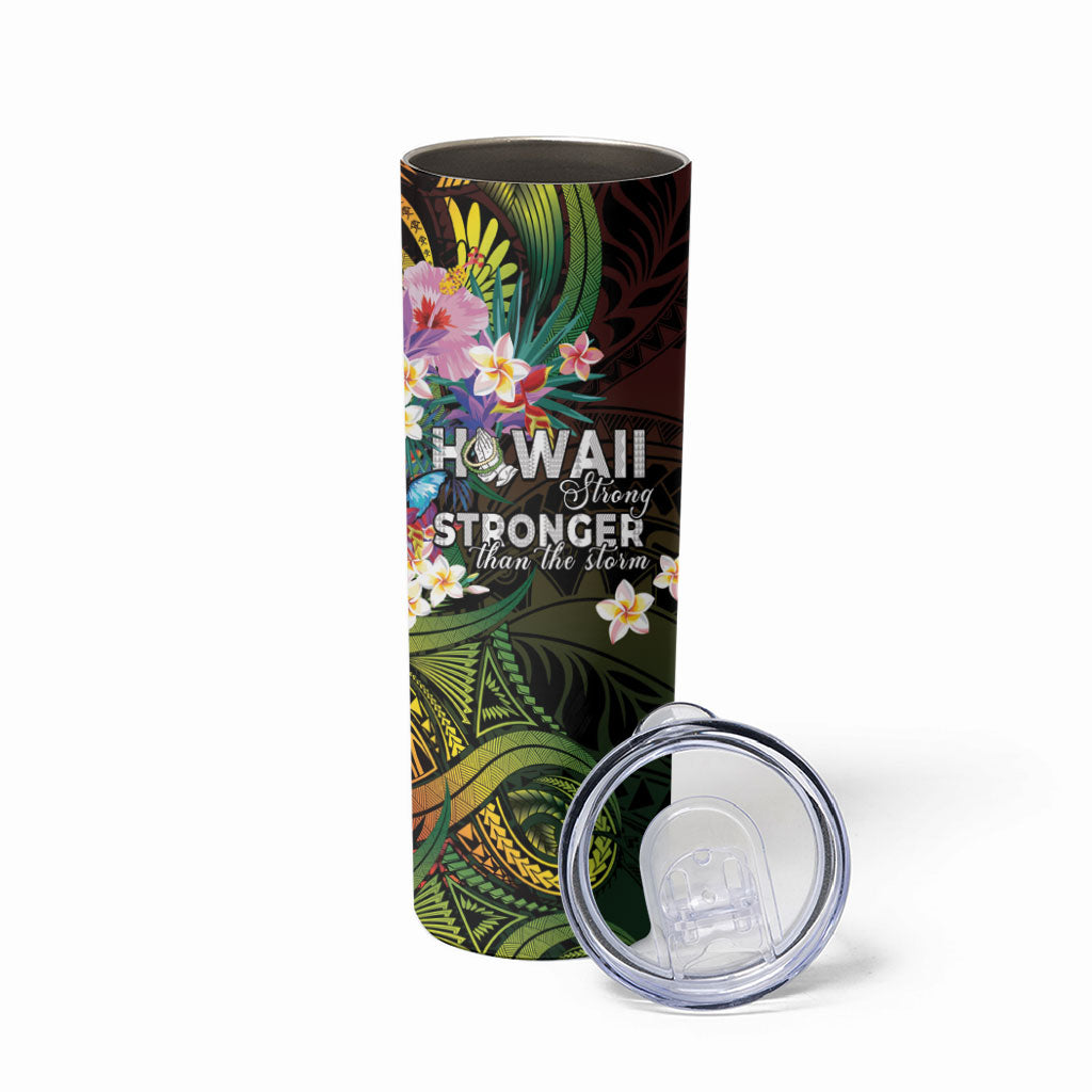 Hawaii Strong Skinny Tumbler Polynesian Tribal Tropical Flowers