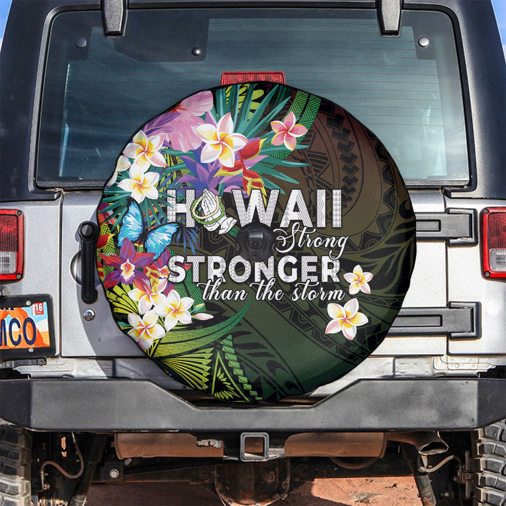 Hawaii Strong Spare Tire Cover Polynesian Tribal Tropical Flowers
