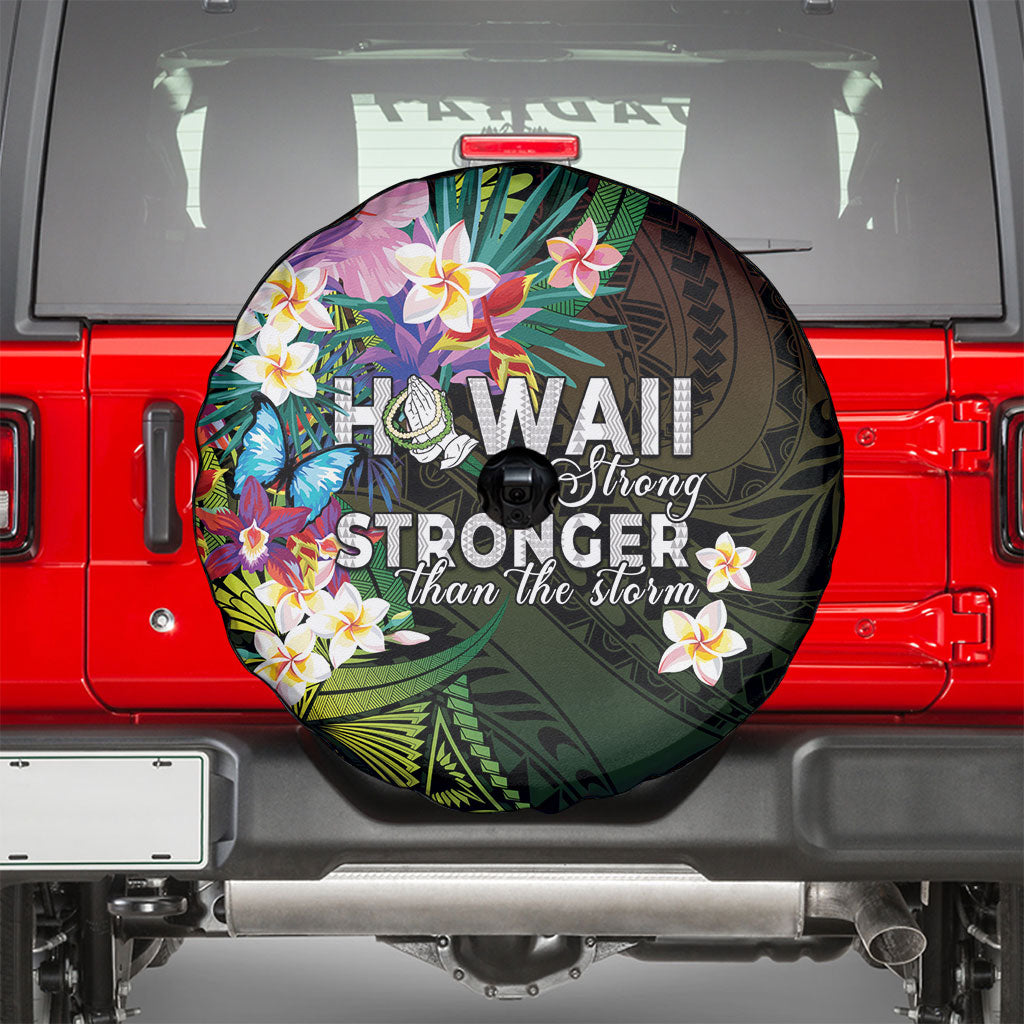 Hawaii Strong Spare Tire Cover Polynesian Tribal Tropical Flowers