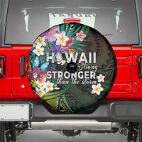 Hawaii Strong Spare Tire Cover Polynesian Tribal Tropical Flowers
