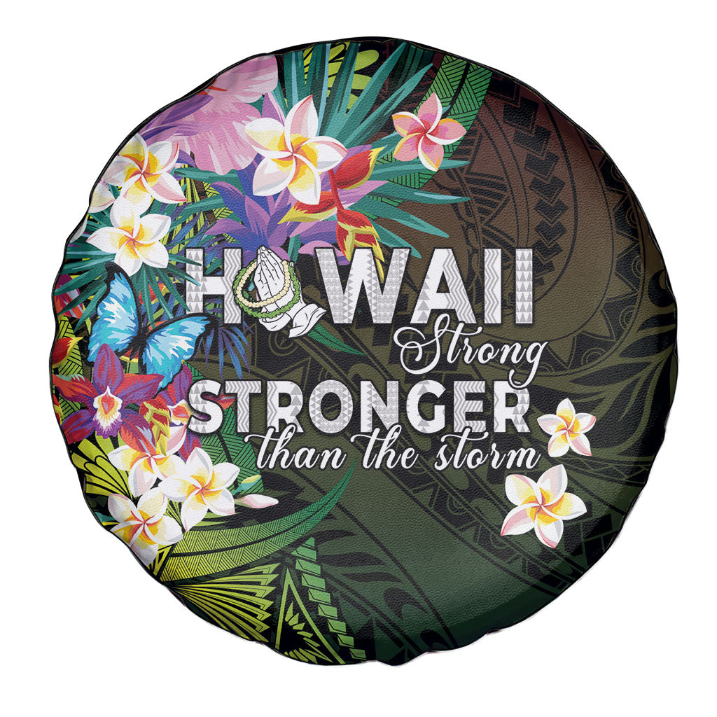 Hawaii Strong Spare Tire Cover Polynesian Tribal Tropical Flowers