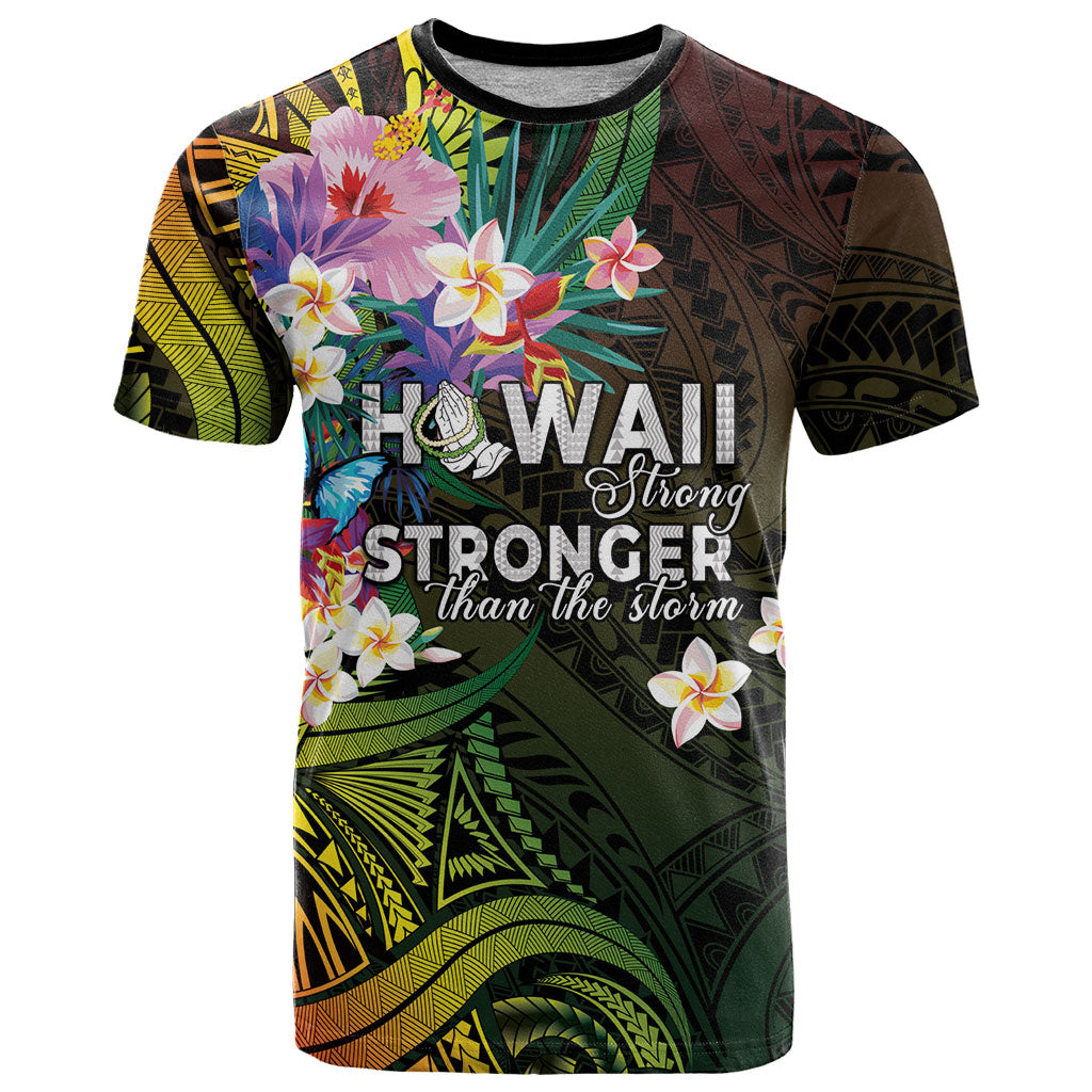 Hawaii Strong T Shirt Polynesian Tribal Tropical Flowers