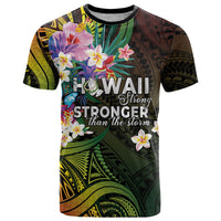 Hawaii Strong T Shirt Polynesian Tribal Tropical Flowers