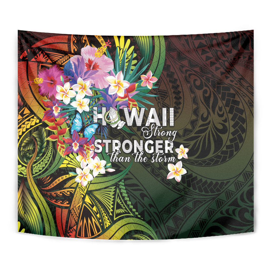 Hawaii Strong Tapestry Polynesian Tribal Tropical Flowers