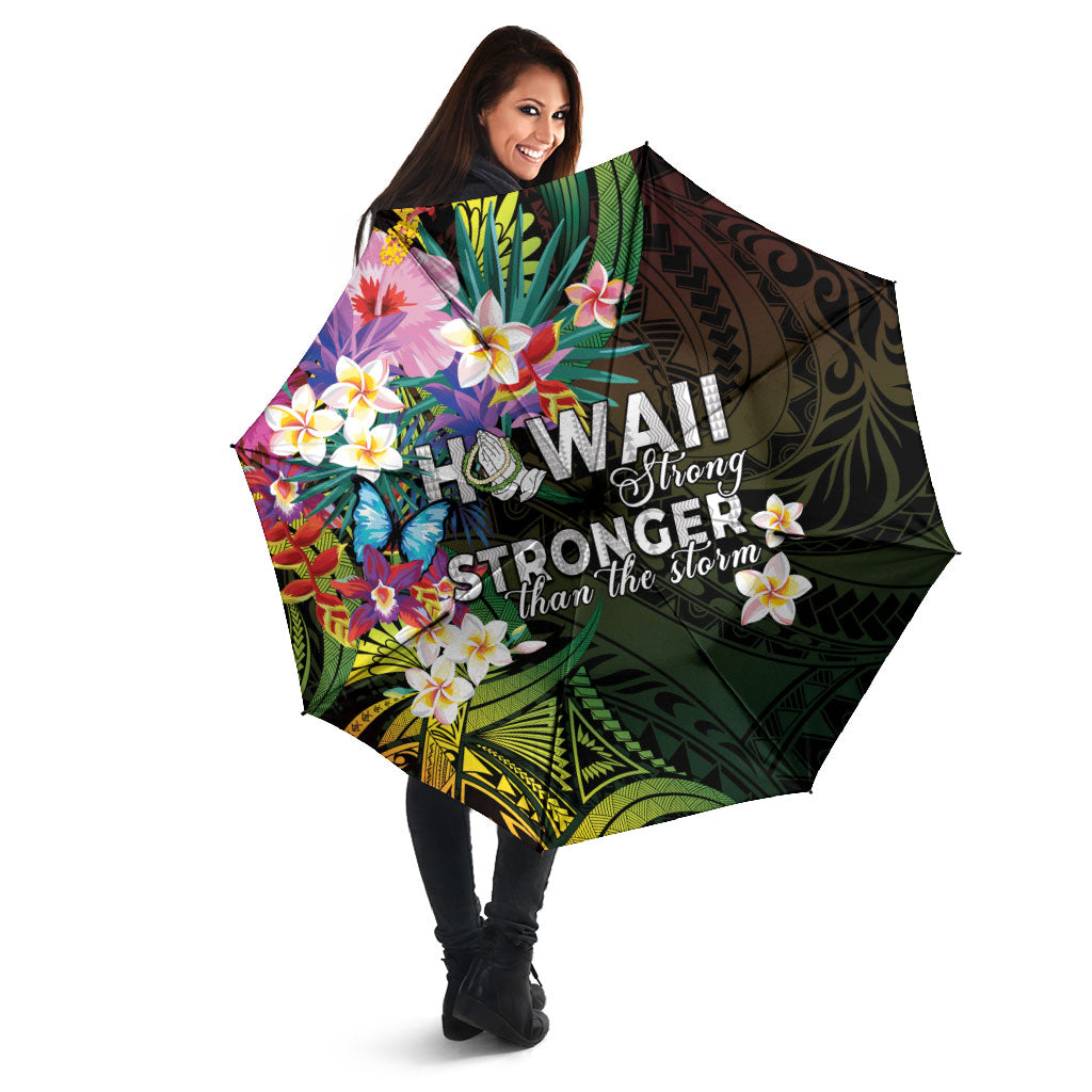 Hawaii Strong Umbrella Polynesian Tribal Tropical Flowers