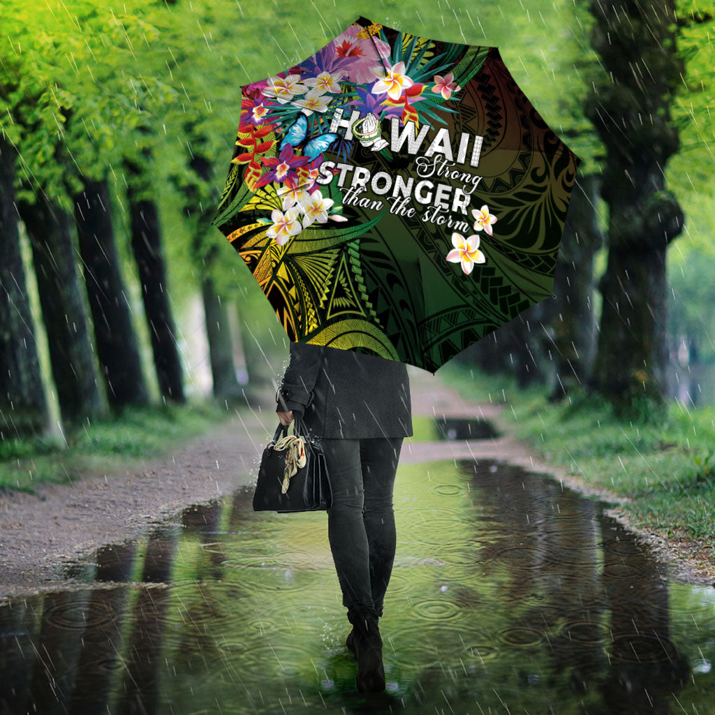 Hawaii Strong Umbrella Polynesian Tribal Tropical Flowers