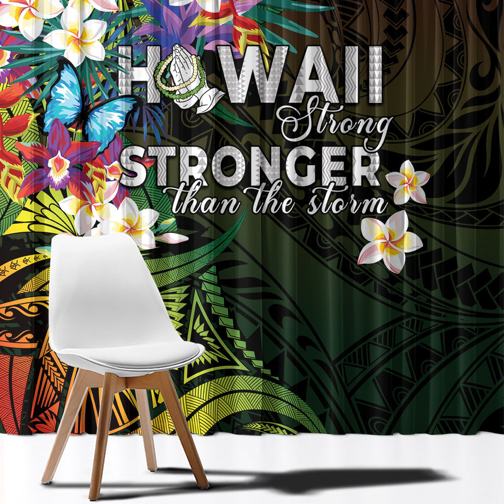 Hawaii Strong Window Curtain Polynesian Tribal Tropical Flowers