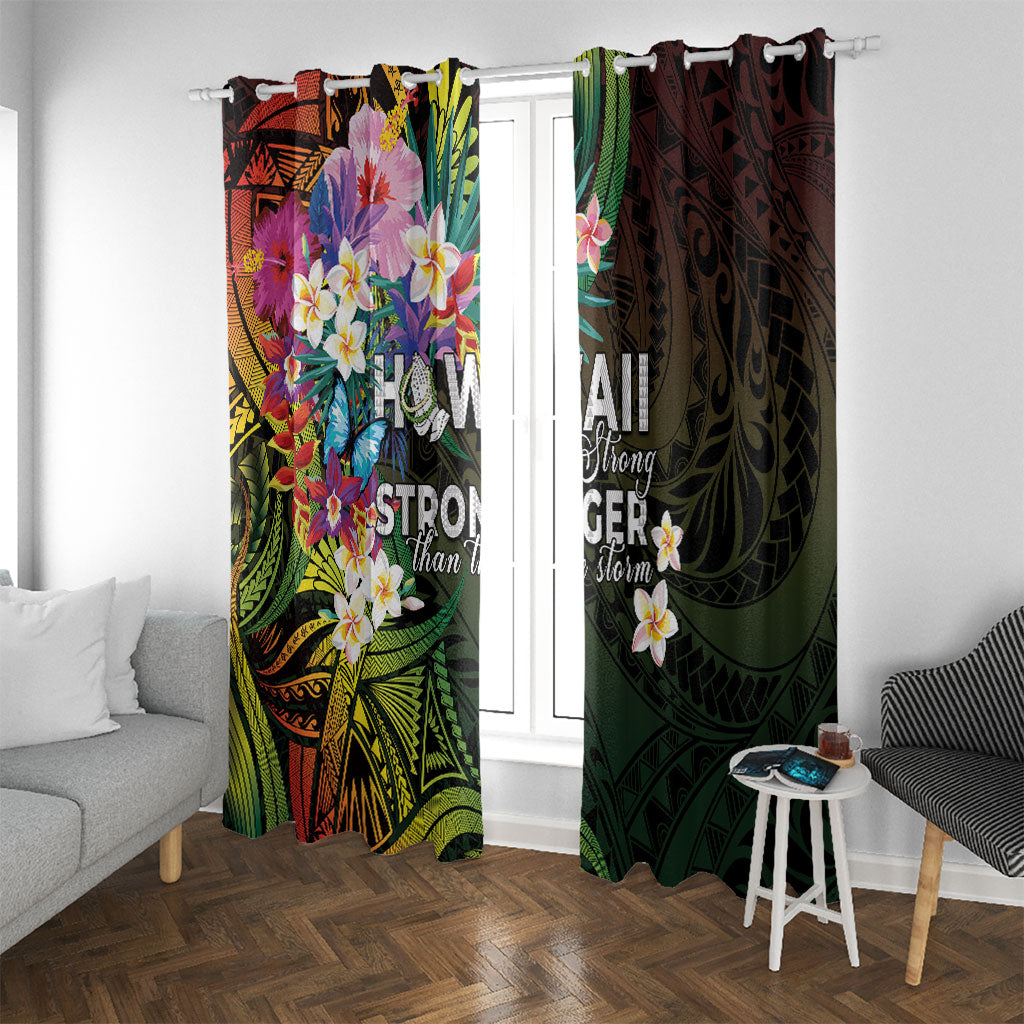 Hawaii Strong Window Curtain Polynesian Tribal Tropical Flowers
