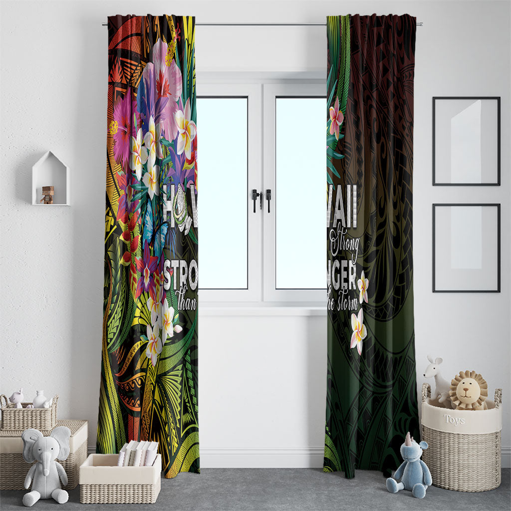Hawaii Strong Window Curtain Polynesian Tribal Tropical Flowers